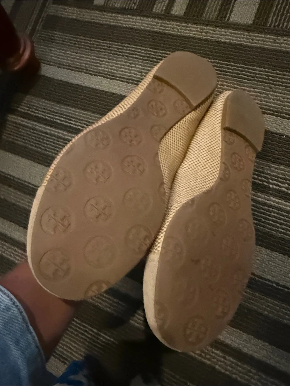 Tory Burch Beige Ballet Flats with Gold Logo Medallion